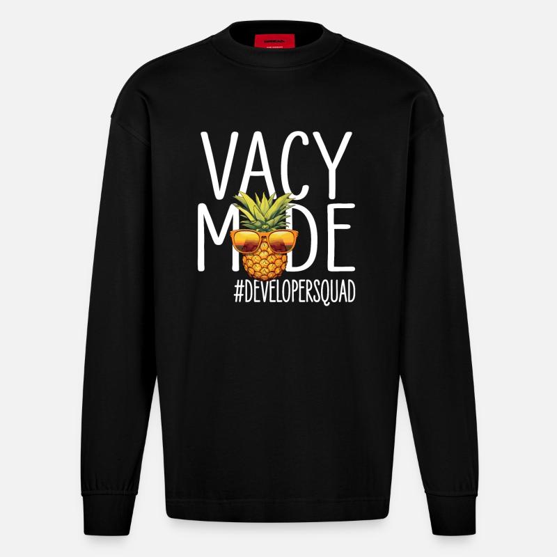 Entwickler-Urlaub im Vacy-Modus Developersquad - Heavyweight Oversized Organic Langarmshirt Made in EU - SOLID BLACK