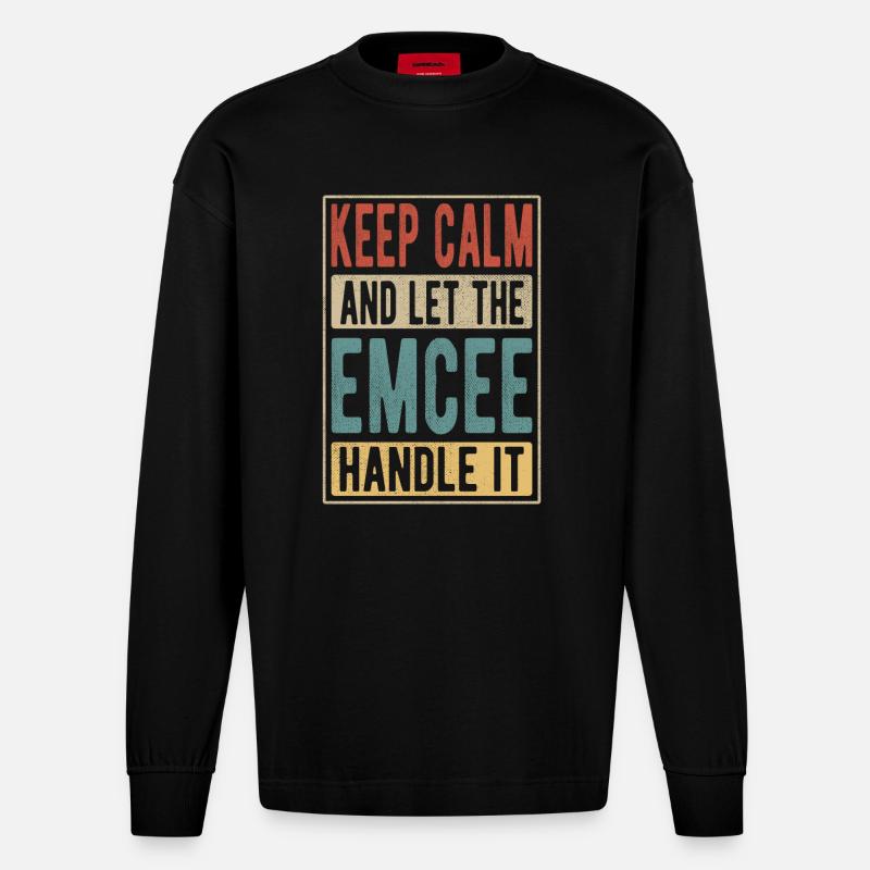 Emcee Retro Geschenk - Heavyweight Oversized Organic Langarmshirt Made in EU - SOLID BLACK