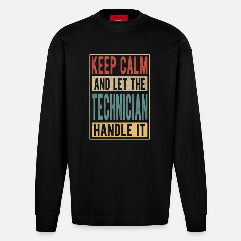 Techniker Retro Geschenk - Heavyweight Oversized Organic Langarmshirt Made in EU - SOLID BLACK