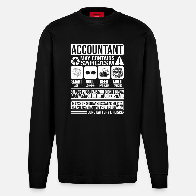 Comptable Sarcasme drôle cadeau comptable - Manches longues bio épais oversize fabriqué en UE - SOLID BLACK