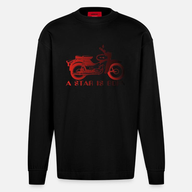 Simson Star is Born - Heavyweight Oversized Organic Langarmshirt Made in EU - SOLID BLACK