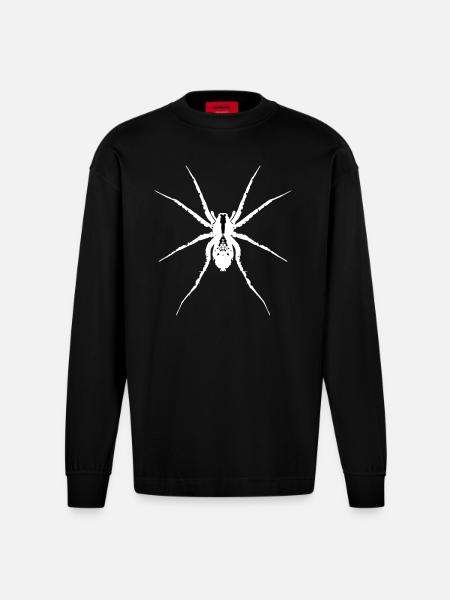 White wolf spider - Heavyweight Oversized Organic Longsleeve Shirt Made in EU - SOLID BLACK