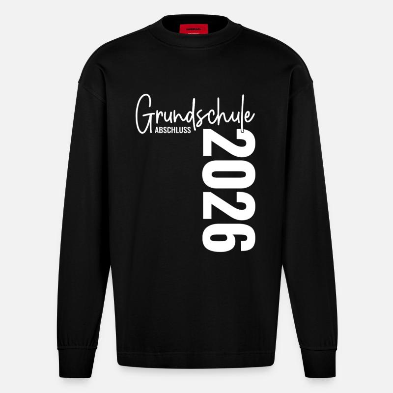 Abschluss 2026 Grundschule - Heavyweight Oversized Organic Langarmshirt Made in EU - SOLID BLACK