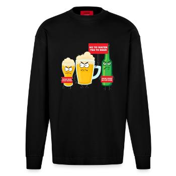 Save Water Drink Beer - Heavyweight Oversized Organic Langarmshirt Made in EU - SOLID BLACK - Vorne