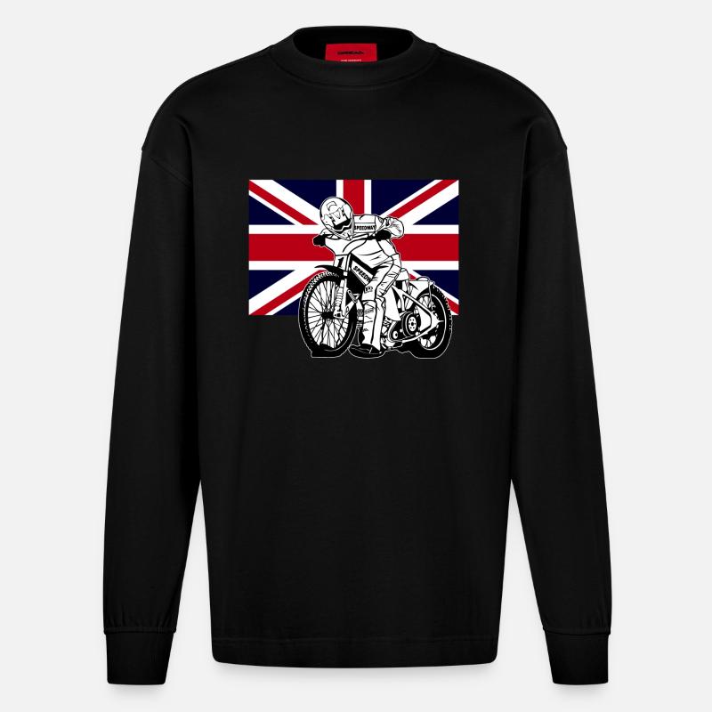 Speedway - Union Jack - Heavyweight Oversized Organic Longsleeve Shirt Made in EU - SOLID BLACK