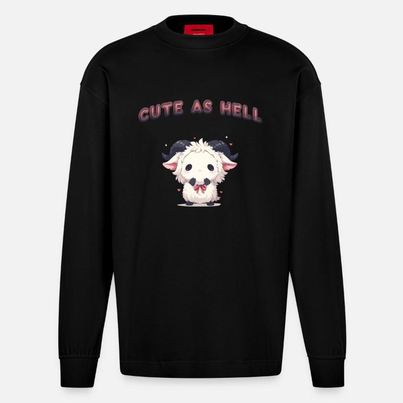 Mignon comme l’enfer - Manches longues bio épais oversize fabriqué en UE - SOLID BLACK