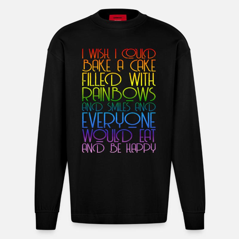 Rainbows Rainbow Graphique - Manches longues bio épais oversize fabriqué en UE - SOLID BLACK