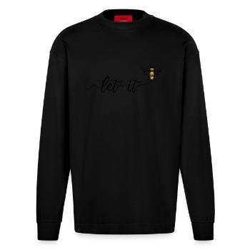 Abeilles douces Apiculture Let It Bee Abeille Miel Été - Manches longues bio épais oversize fabriqué en UE - SOLID BLACK - Devant