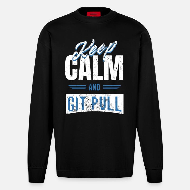 GIT Developer nerdy Geek Shirt - Heavyweight Oversized Organic Longsleeve Shirt Made in EU - SOLID BLACK