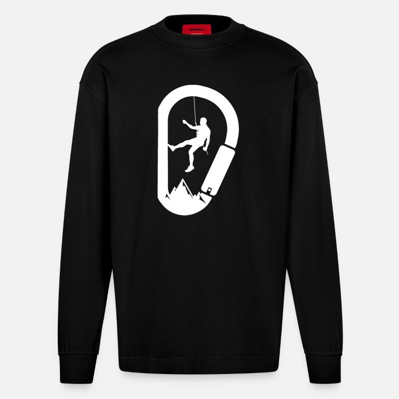 Karabiner Kletterer - Heavyweight Oversized Organic Langarmshirt Made in EU - SOLID BLACK