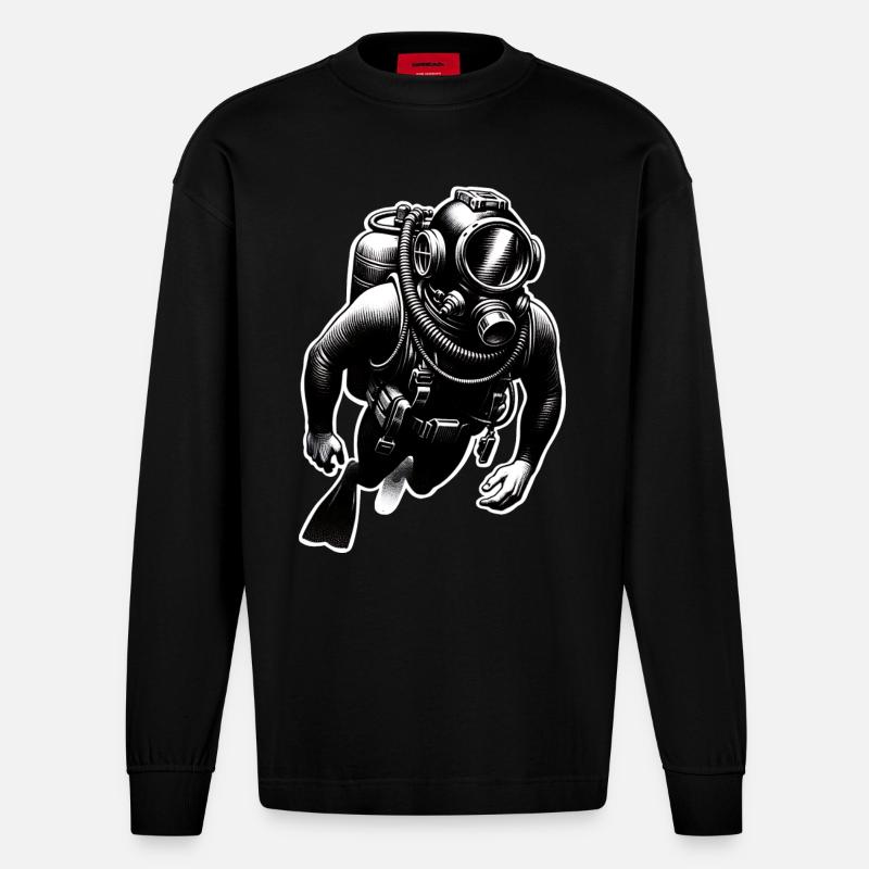 Plongeurs - Manches longues bio épais oversize fabriqué en UE - SOLID BLACK
