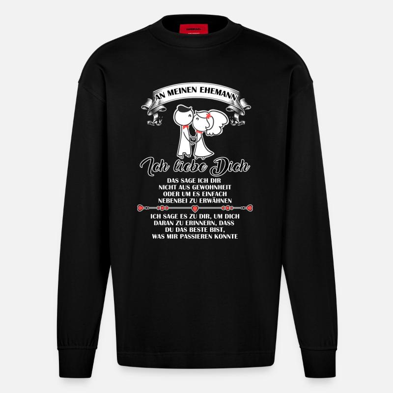 Ich liebe dich - Ehemann - Heavyweight Oversized Organic Langarmshirt Made in EU - SOLID BLACK