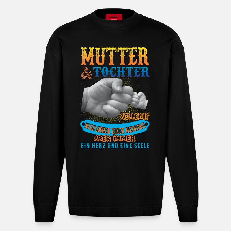 mutter und tochter - Heavyweight Oversized Organic Langarmshirt Made in EU - SOLID BLACK