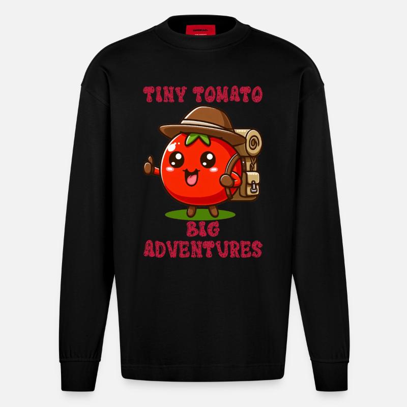 Tiny Tomato - Big Adventures - Heavyweight Oversized Organic Langarmshirt Made in EU - SOLID BLACK
