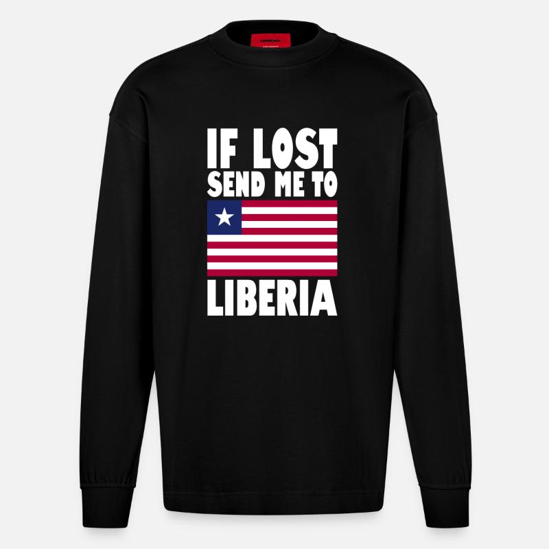 Drapeau de la Libye - Manches longues bio épais oversize fabriqué en UE - SOLID BLACK