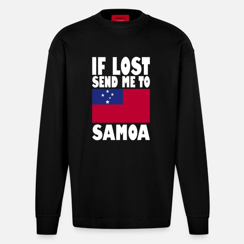 Drapeau des Samoa - Manches longues bio épais oversize fabriqué en UE - SOLID BLACK