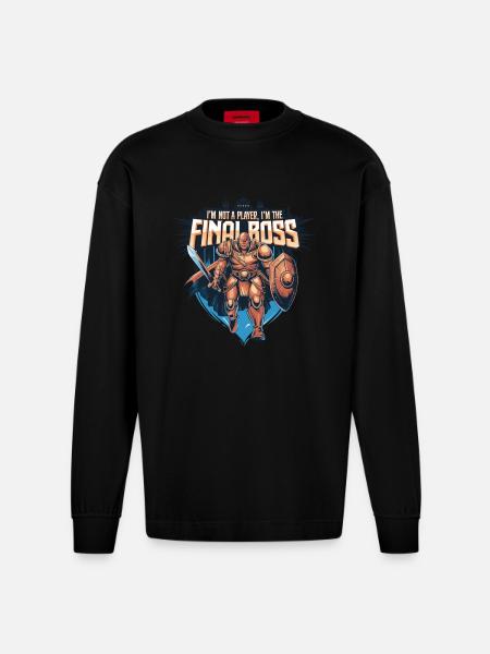 I'm the FinalBoss – Powerful Character - Heavyweight Oversized Organic Longsleeve Shirt Made in EU - SOLID BLACK