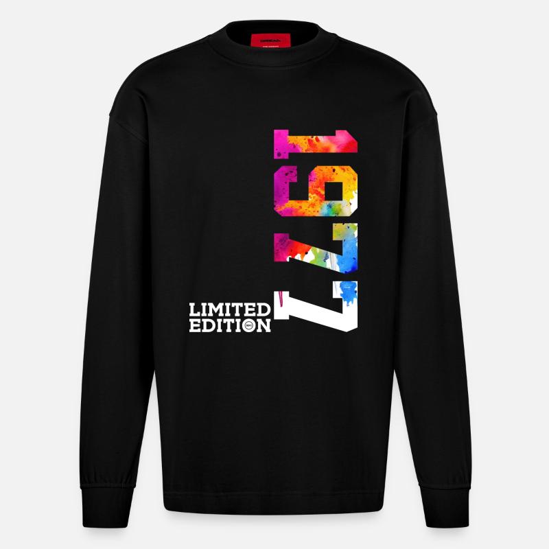 49E ANNIVERSAIRE ÉDITION LIMITÉE 1977 - Manches longues bio épais oversize fabriqué en UE - SOLID BLACK