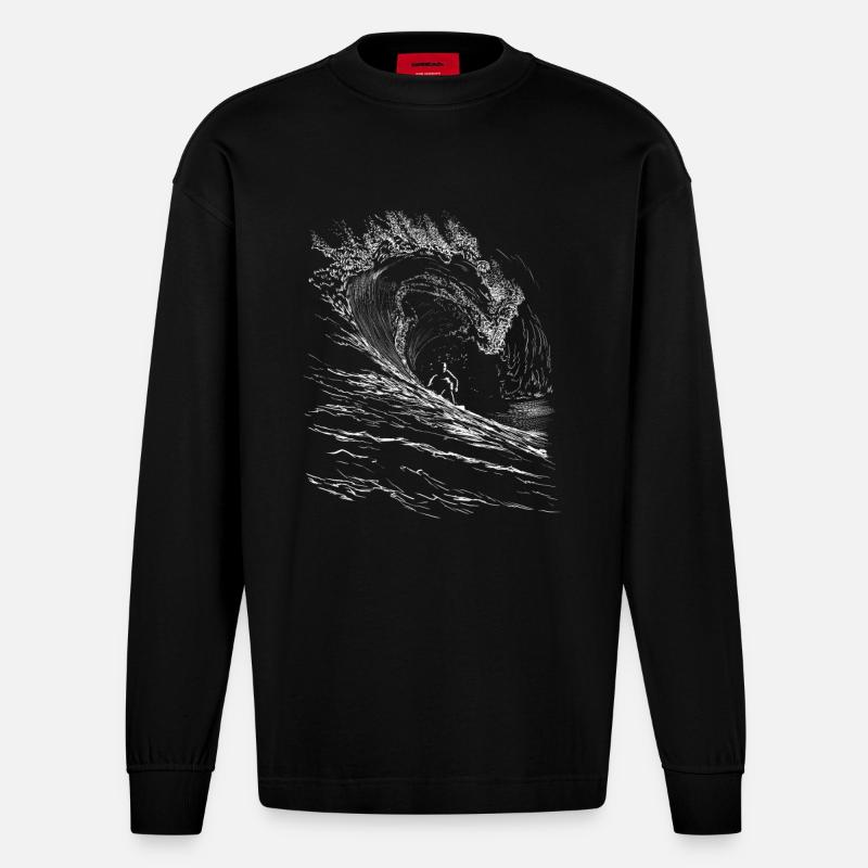 Surfing - Heavyweight Oversized Organic Langarmshirt Made in EU - SOLID BLACK
