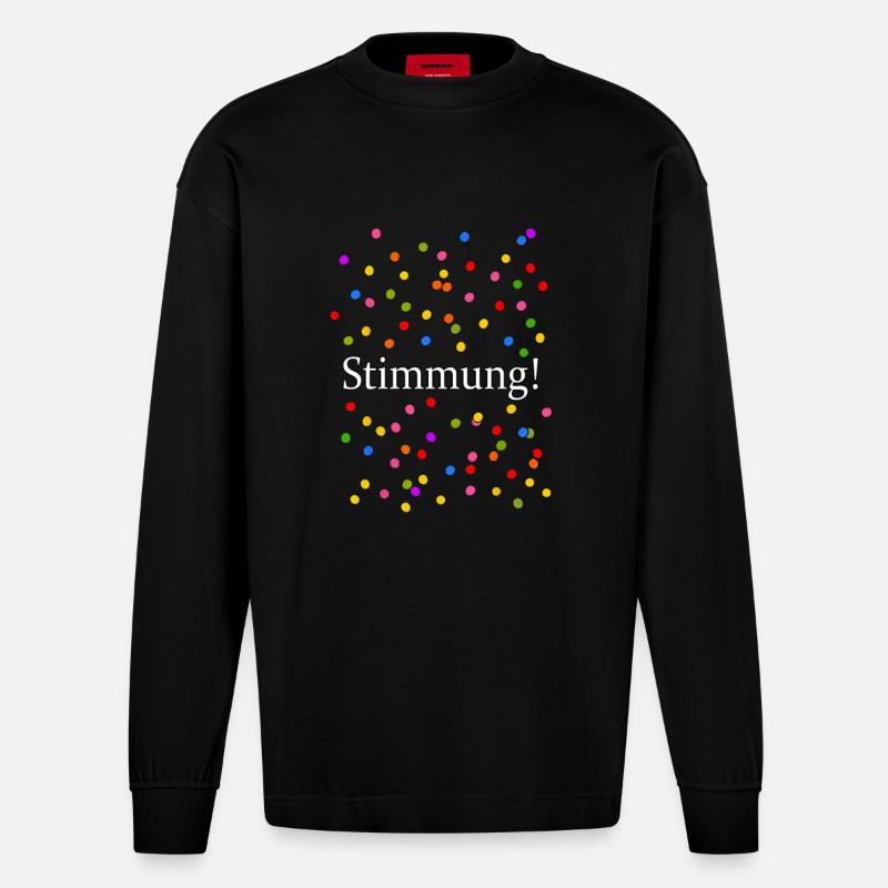 Stimmung Konfetti Silvester Karneval Spruch - Heavyweight Oversized Organic Langarmshirt Made in EU - SOLID BLACK