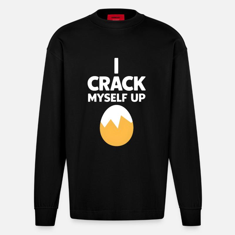 I Crack Myself Up - Heavyweight Oversized Organic Langarmshirt Made in EU - SOLID BLACK