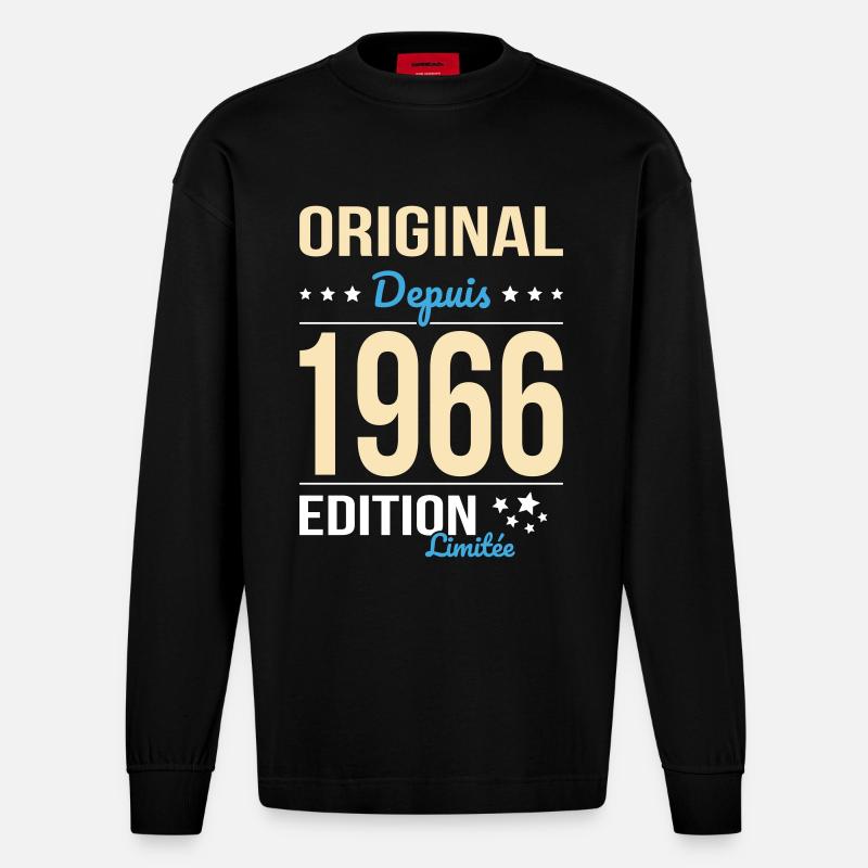 Original seit 1966 – 60-jähriges Jubiläum - Heavyweight Oversized Organic Langarmshirt Made in EU - SOLID BLACK