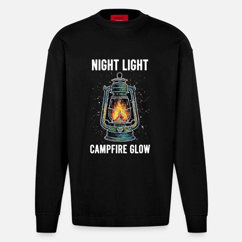 Night Light Campfire Glow Lanterne - Manches longues bio épais oversize fabriqué en UE - SOLID BLACK