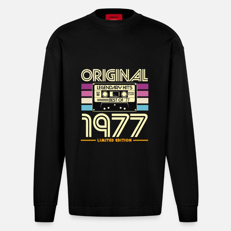 Originale Retro-Kassette von 1977 - Heavyweight Oversized Organic Langarmshirt Made in EU - SOLID BLACK