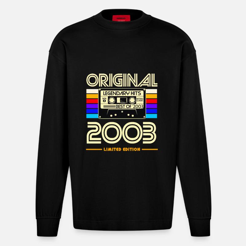 Original 2003 Cassette Édition Limitée - Manches longues bio épais oversize fabriqué en UE - SOLID BLACK