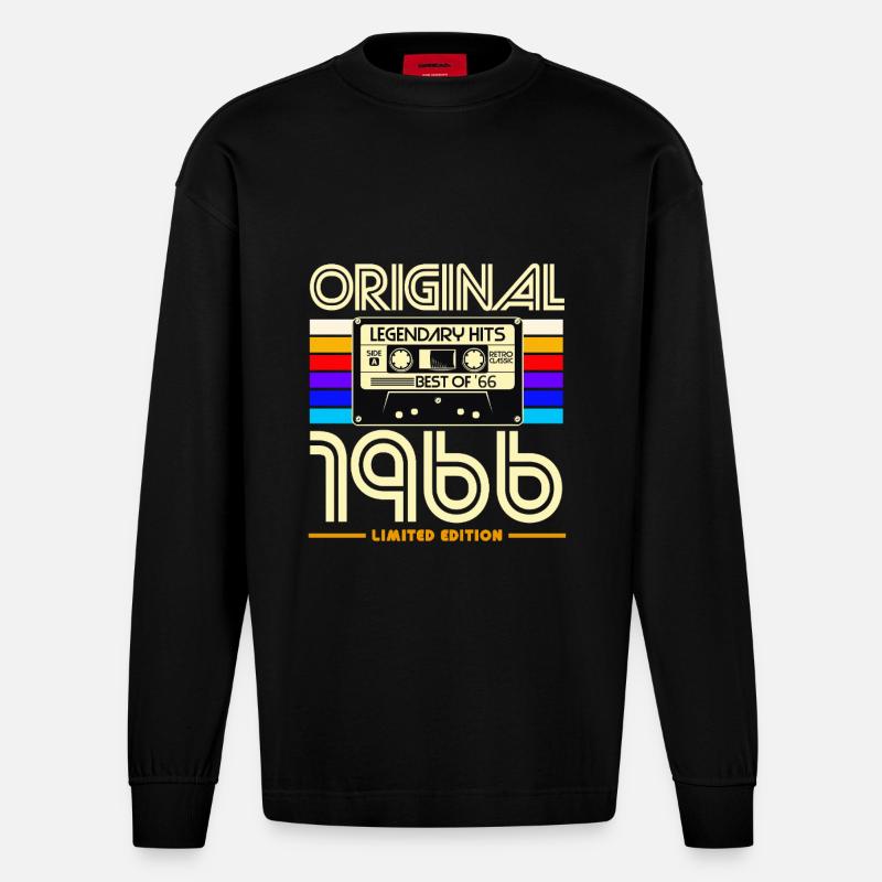 Originale limitierte Edition von 1966 - Heavyweight Oversized Organic Langarmshirt Made in EU - SOLID BLACK