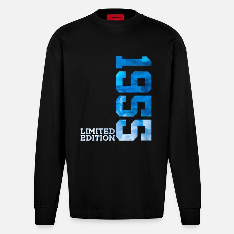 71E ANNIVERSAIRE ÉDITION LIMITÉE 1955 - Manches longues bio épais oversize fabriqué en UE - SOLID BLACK