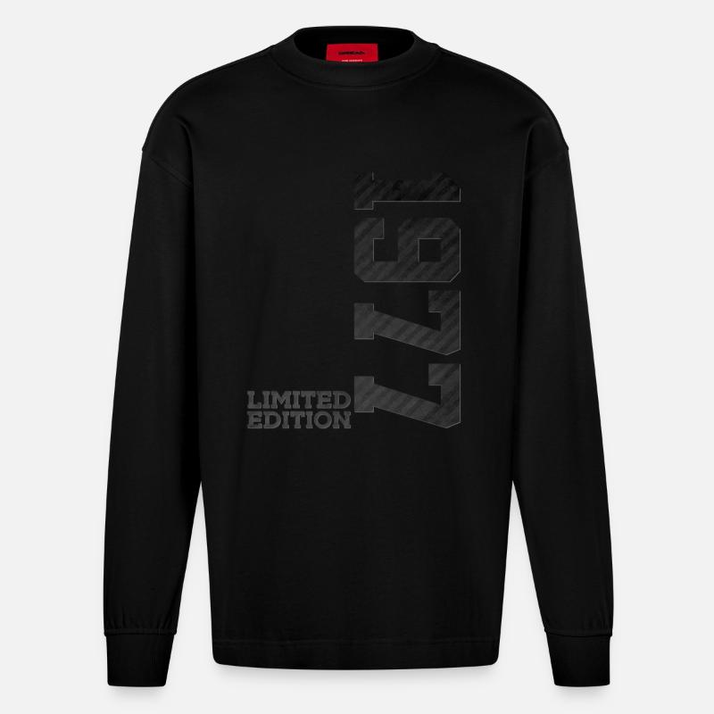 49E ANNIVERSAIRE ÉDITION LIMITÉE 1977 - Manches longues bio épais oversize fabriqué en UE - SOLID BLACK