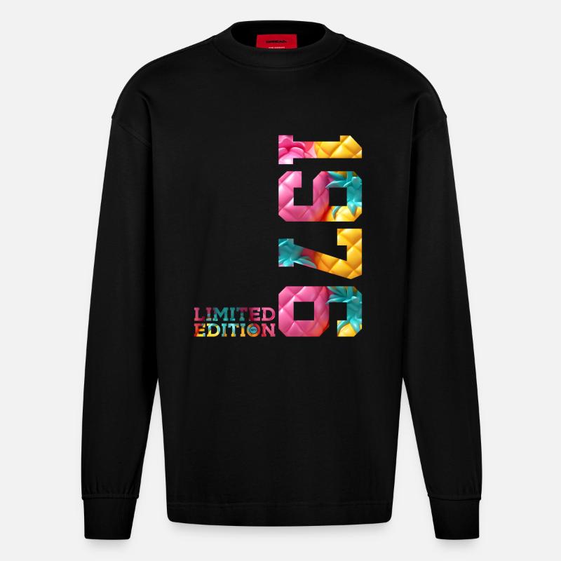 50E ANNIVERSAIRE ÉDITION LIMITÉE 1976 - Manches longues bio épais oversize fabriqué en UE - SOLID BLACK