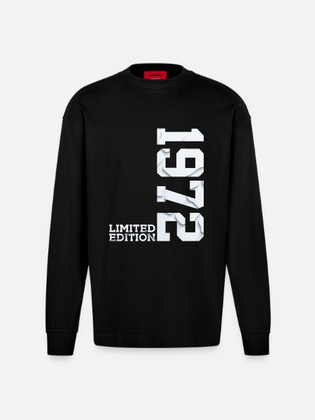 54TH BIRTHDAY LIMITED EDITION 1972 - Heavyweight Oversized Organic Longsleeve Shirt Made in EU - SOLID BLACK