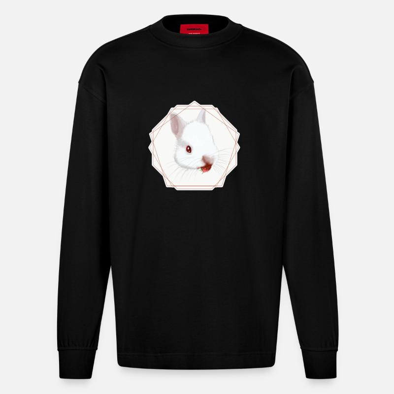 Himbeer Nom - Heavyweight Oversized Organic Langarmshirt Made in EU - SOLID BLACK