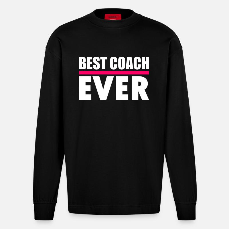 Best coach ever - Heavyweight Oversized Organic Langarmshirt Made in EU - SOLID BLACK
