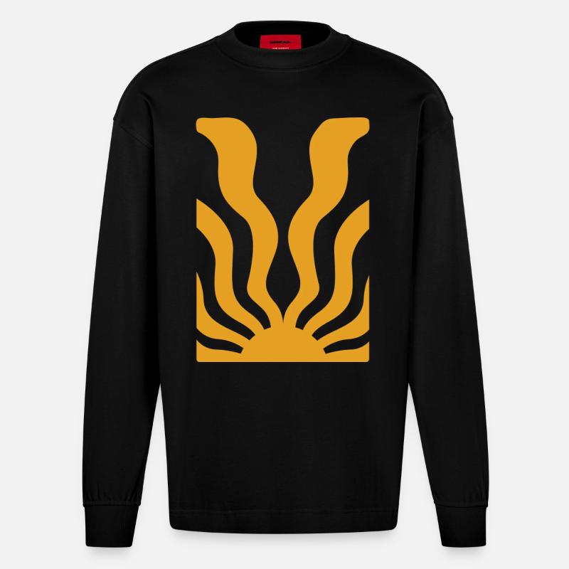 Abstract Flora - Heavyweight Oversized Organic Langarmshirt Made in EU - SOLID BLACK