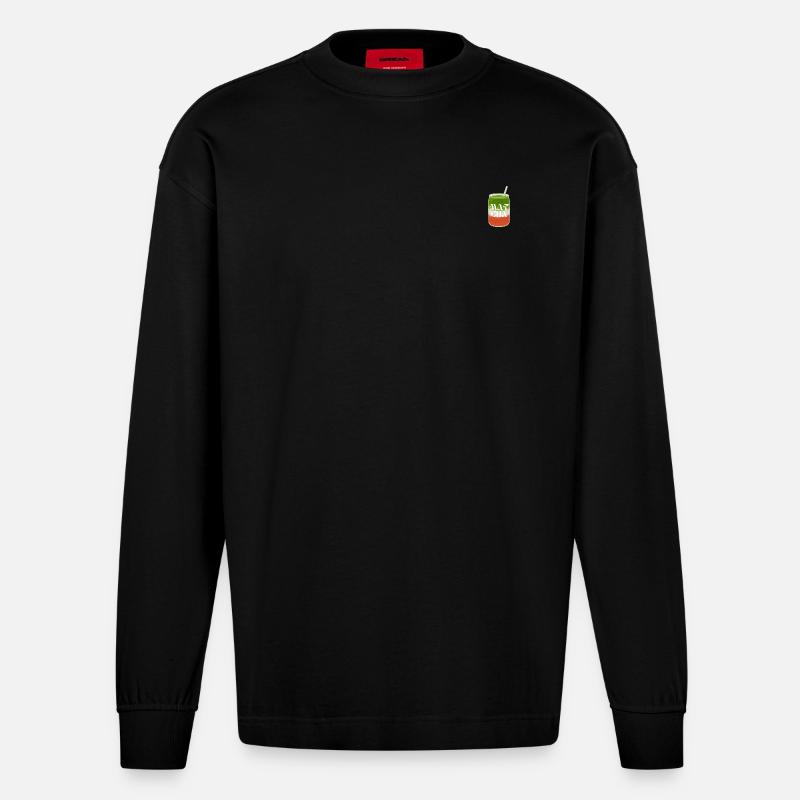 Matcha Love - Heavyweight Oversized Organic Langarmshirt Made in EU - SOLID BLACK