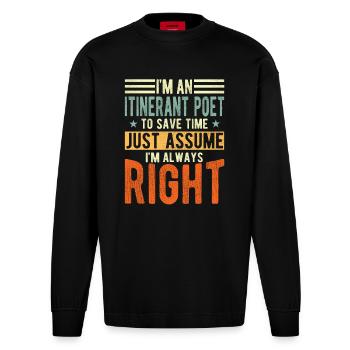 Wanderer - Heavyweight Oversized Organic Langarmshirt Made in EU - SOLID BLACK - Vorne