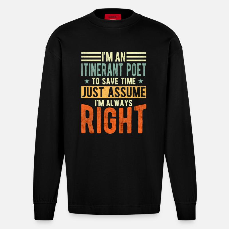 Wanderer - Heavyweight Oversized Organic Langarmshirt Made in EU - SOLID BLACK