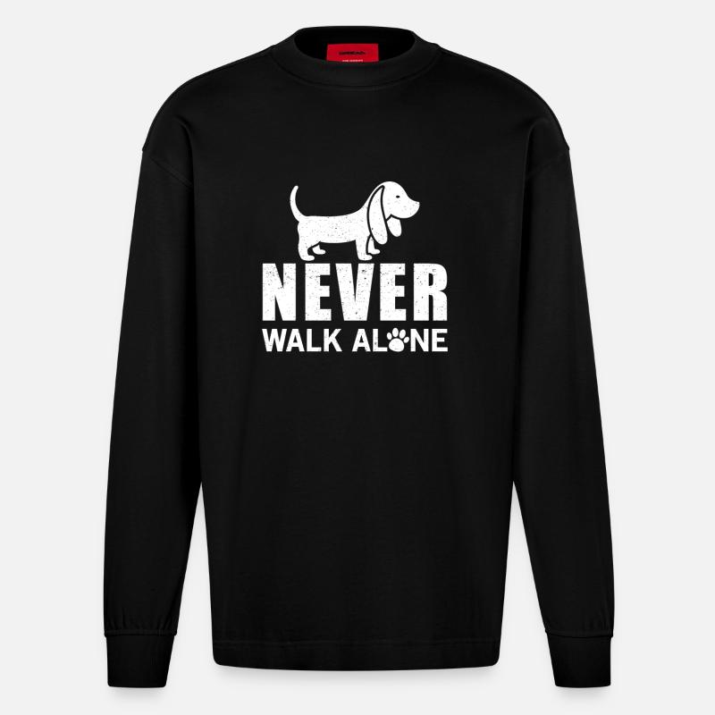 Never walk alone - Heavyweight Oversized Organic Langarmshirt Made in EU - SOLID BLACK