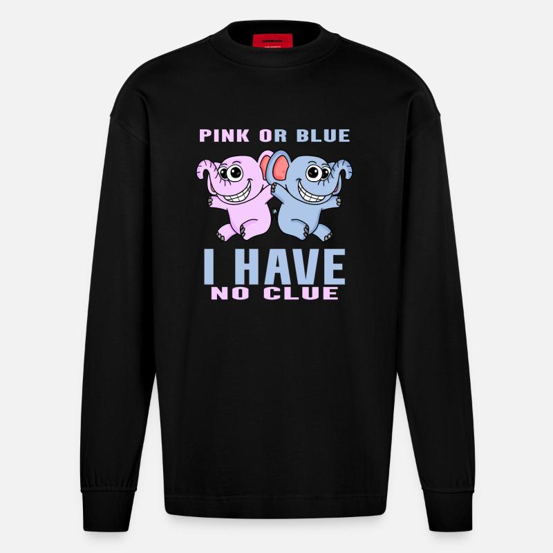 Pink oder Blau - Heavyweight Oversized Organic Langarmshirt Made in EU - SOLID BLACK