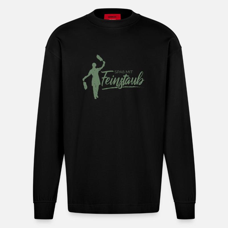 Spaß mit Feinstaub - Heavyweight Oversized Organic Langarmshirt Made in EU - SOLID BLACK