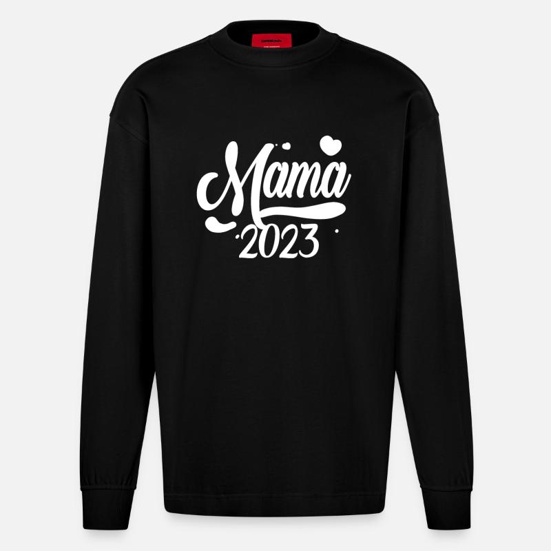 Mama 2023 Mutter - Heavyweight Oversized Organic Langarmshirt Made in EU - SOLID BLACK