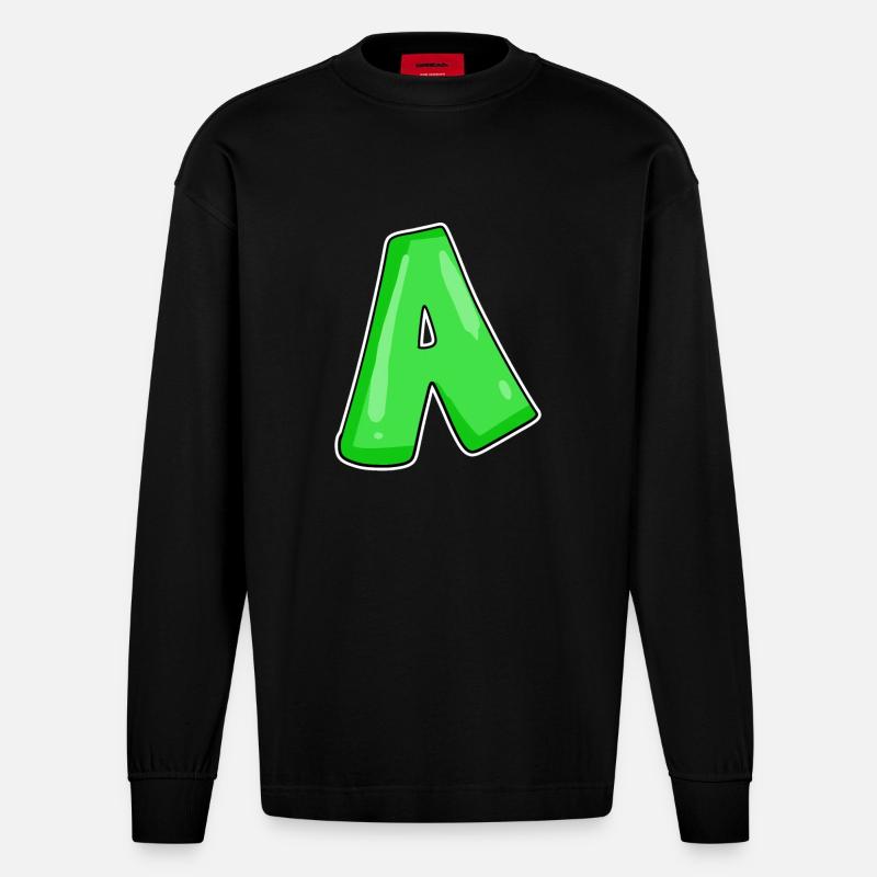 point A Point initial - Manches longues bio épais oversize fabriqué en UE - SOLID BLACK