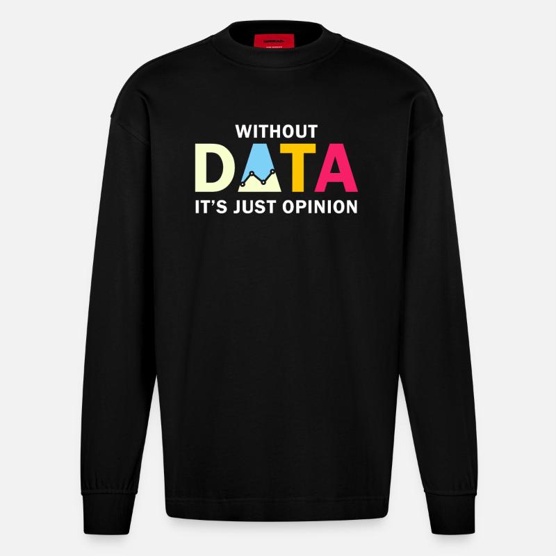Funny Data Enthusiast Design - Heavyweight Oversized Organic Longsleeve Shirt Made in EU - SOLID BLACK