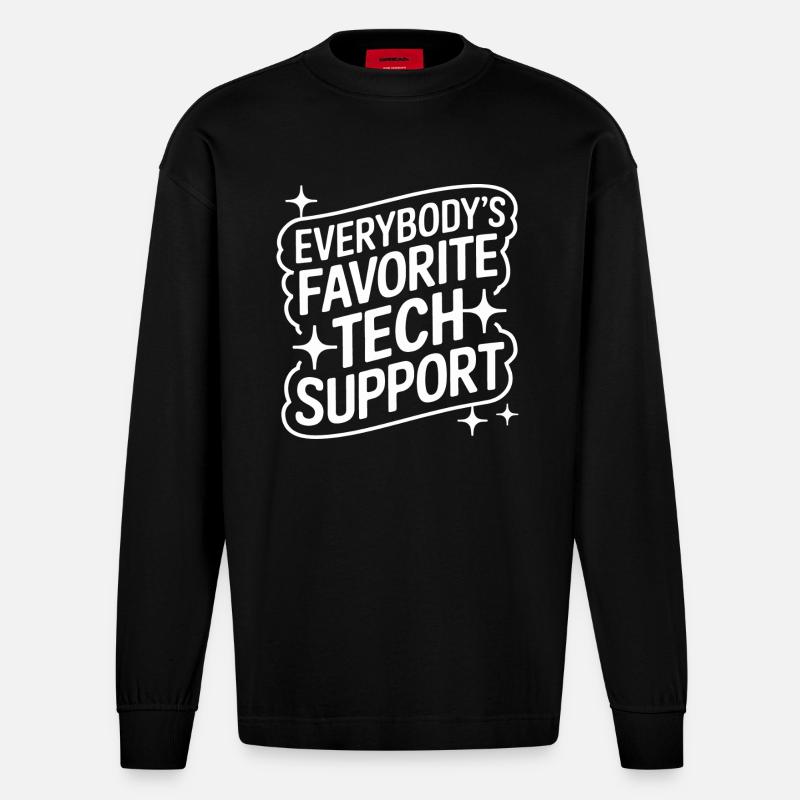 Technical Support Computer - Heavyweight Oversized Organic Longsleeve Shirt Made in EU - SOLID BLACK