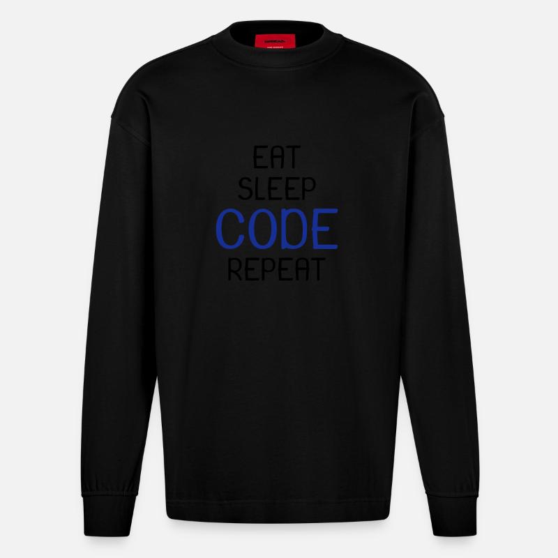 Programmeur tous les jours - Manches longues bio épais oversize fabriqué en UE - SOLID BLACK