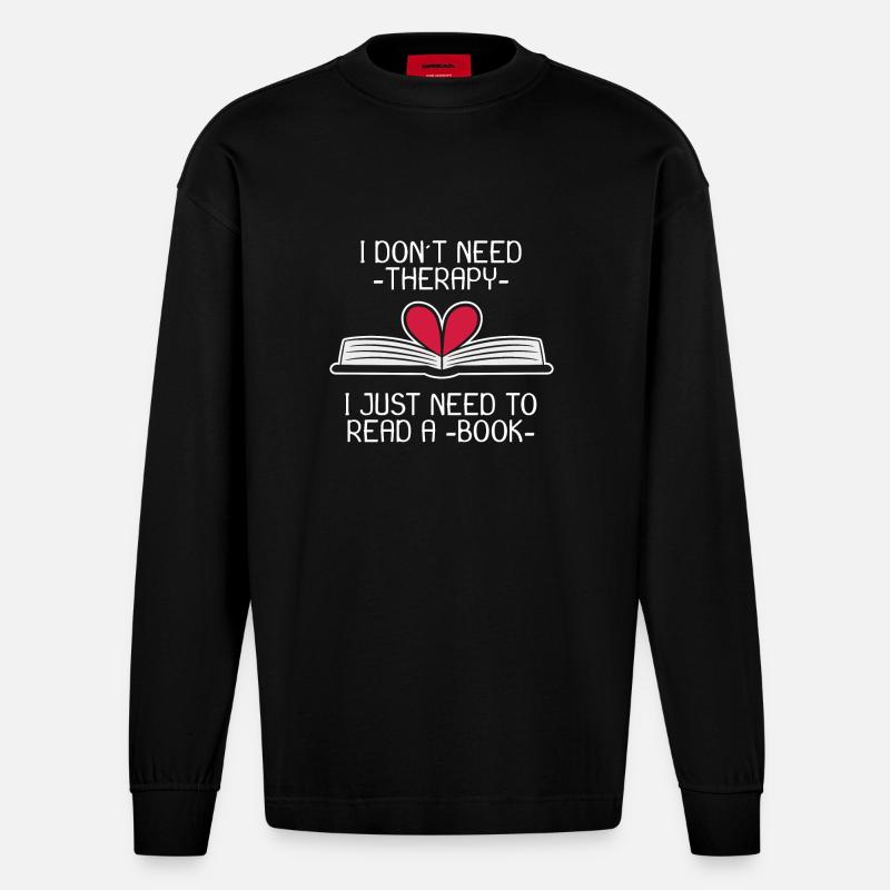 Buch Bücher Spruch Lesen Geschenk - Heavyweight Oversized Organic Langarmshirt Made in EU - SOLID BLACK