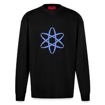 Atom symbol nuclear power - Heavyweight Oversized Organic Longsleeve Shirt Made in EU - SOLID BLACK - Front